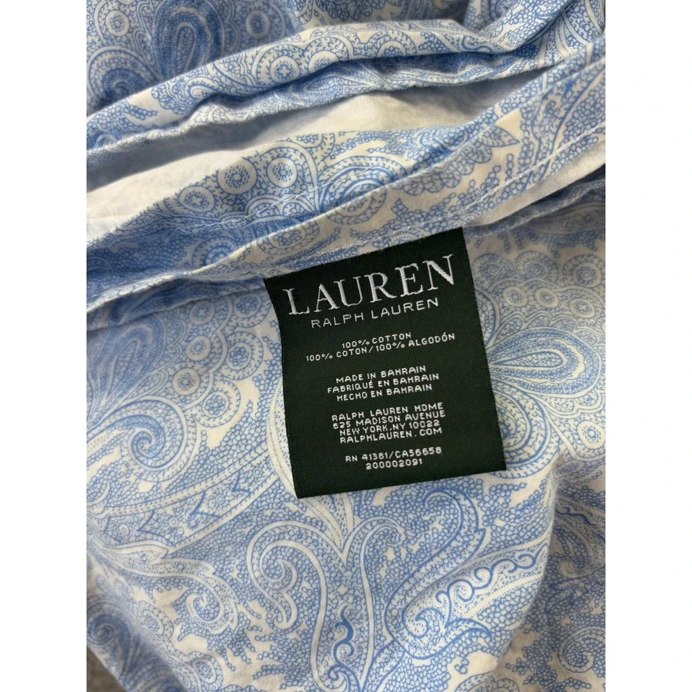 Lauren Ralph Lauren‎ Full/Double Flat Sheet Blue Paisley LRL 100% Cotton 89x100